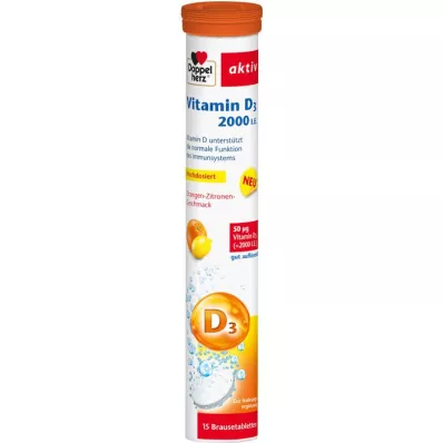 DOPPELHERZ Vitamin D3 2000 I.E. brustabletter, 15 st