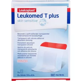 LEUKOMED T plus hudkänslig steril 8x10 cm, 5 st
