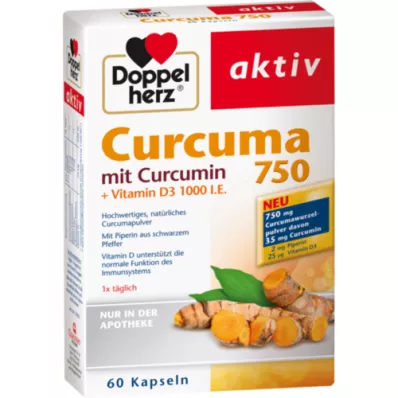 DOPPELHERZ Curcuma 750 Kapslar, 60 Kapslar