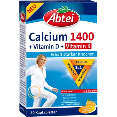 ABTEI Kalcium 1400+Vitamin D3+K tuggtabletter, 30 st