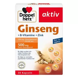 DOPPELHERZ Ginseng 250+B Vitaminer+Zink Kapslar, 30 Kapslar