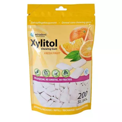 MIRADENT Xylitol tuggummi färsk frukt Påfyllning, 200 st