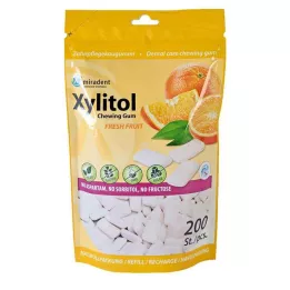 MIRADENT Xylitol tuggummi färsk frukt Påfyllning, 200 st