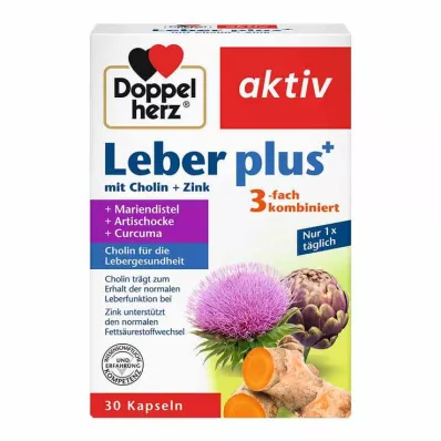 DOPPELHERZ Lever plus med kolin+zink kapslar, 30 st