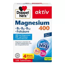 DOPPELHERZ Magnesium 400+B1+B6+B12+folsyra tbl, 120 st
