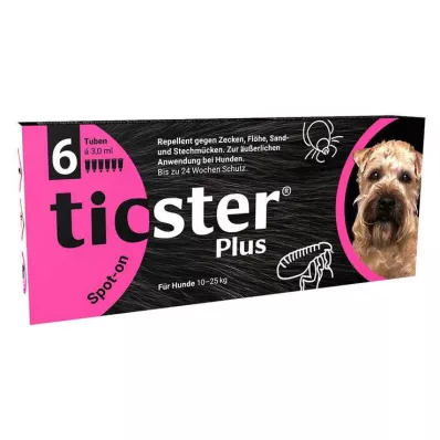 TICSTER Plus Spot-on lösning för hund 10-25 kg, 6X3 ml