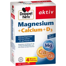 DOPPELHERZ Magnesium+kalcium+D3-tabletter, 120 kapslar