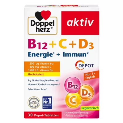 Doppelherz B12 + C + D3 depåaktiva tabletter, 30 st Doppelherz B12 + C + D3 depåaktiva tabletter, 30 st