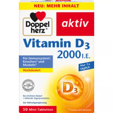 DOPPELHERZ Vitamin D3 2000 I.U. tabletter, 50 st