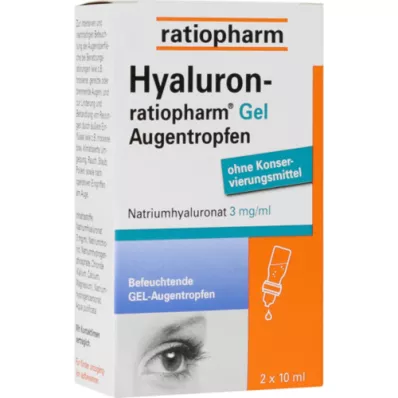 HYALURON-RATIOPHARM Gel ögondroppar, 2X10 ml