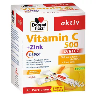 Doppelherz Vitamin C 500 + Zinc Depot Direct Pellets, 40 st Doppelherz Vitamin C 500 + Zinc Depot Direct Pellets, 40 st