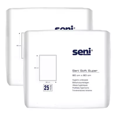 Seni® Soft Super sängskyddsunderlag 90x60 cm, 2x25 st Seni® Soft Super sängskyddsunderlag 90x60 cm, 2x25 st