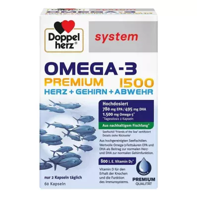 Doppelherz Omega-3 Premium 1500 systemkapslar, 60 st Doppelherz Omega-3 Premium 1500 systemkapslar, 60 st