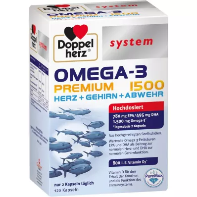 DOPPELHERZ Omega-3 Premium 1500 systemkapslar, 120 kapslar