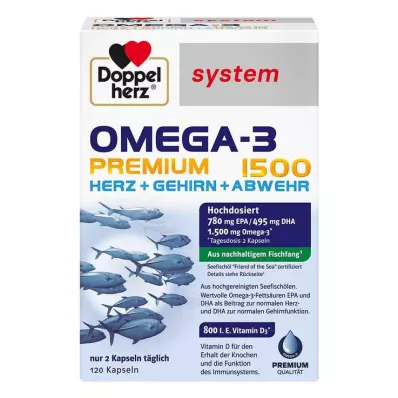 DOPPELHERZ Omega-3 Premium 1500 systemkapslar, 120 kapslar