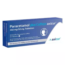 PARACETAMOL plus Koffein axicur 350 mg/50 mg tbl, 20 st