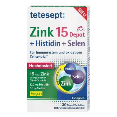 Tetesept Zinc 15 Depot + Histidin + Selen filmdragerade tabletter, 30 st Tetesept Zinc 15 Depot + Histidin + Selen filmdragerade tabletter, 30 st