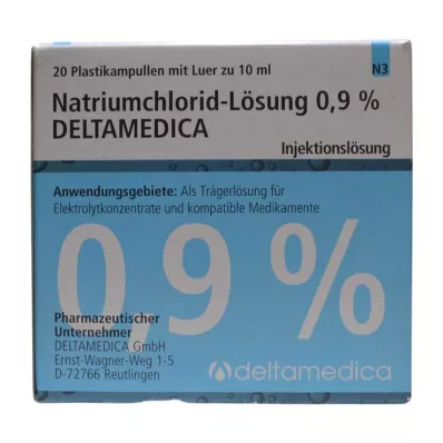 Natriumkloridlösning 0,9 % Deltamedica Luer Pl., 20X10 ml Natriumkloridlösning 0,9 % Deltamedica Luer Pl., 20X10 ml