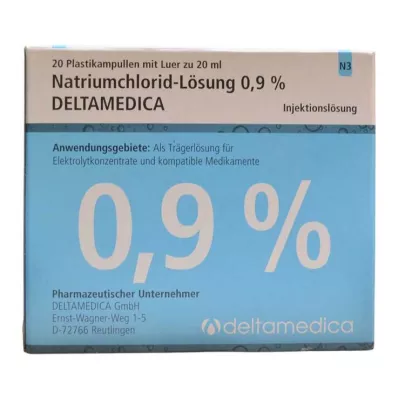 Natriumkloridlösning 0,9 % Deltamedica Luer Pl., 20X20 ml Natriumkloridlösning 0,9 % Deltamedica Luer Pl., 20X20 ml