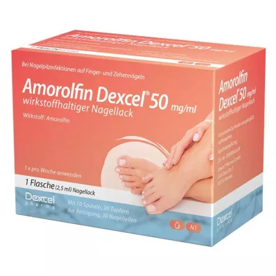 AMOROLFIN Dexcel 50 mg/ml nagellack innehållande aktiv substans, 2,5 ml