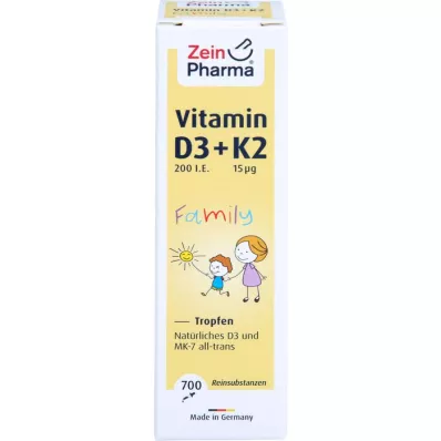 VITAMIN D3+K2 MK-7 all trans Familjedropp, 20 ml