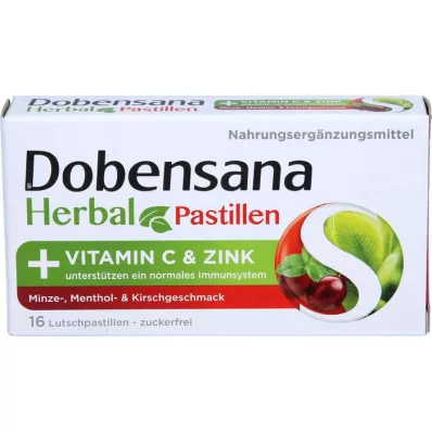 DOBENSANA Herbal Cherry Paste Vit.C &amp; Zink Pastil, 16 st