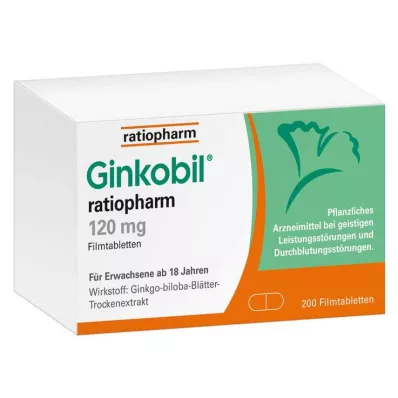 Ginkobil ratiopharm 120mg med Ginkgo biloba, 200 st Ginkobil ratiopharm 120mg med Ginkgo biloba, 200 st