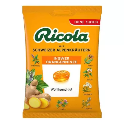 Ricola sockerfri påse med ingefära orange mintgodis, 75 g