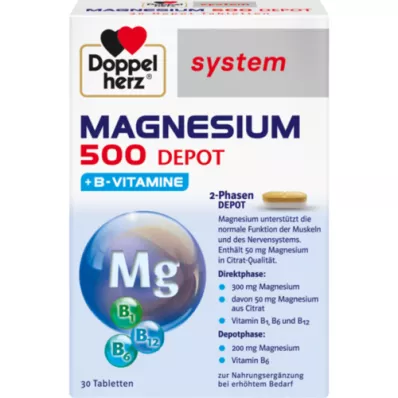 DOPPELHERZ Magnesium 500 depåsystemtabletter, 30 st