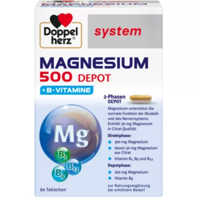 DOPPELHERZ Magnesium 500 depåsystemtabletter, 60 st