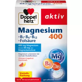 DOPPELHERZ Magnesium 400+B1+B6+B12+folsyra BTA, 6X15 st
