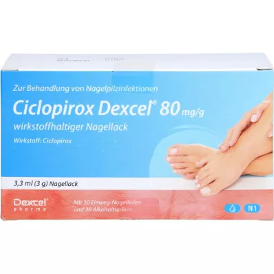 CICLOPIROX Dexcel 80 mg/g aktiv beståndsdel nagellack, 3,3 ml