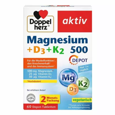 Doppelherz Magnesium 500 + D3 + K2 Depottabletter, 60 st Doppelherz Magnesium 500 + D3 + K2 Depottabletter, 60 st