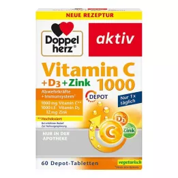 DOPPELHERZ C-vitamin 1000+D3+Zink depåtabletter, 60 kapslar