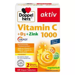 DOPPELHERZ C-vitamin 1000+D3+Zink depåtabletter, 60 kapslar