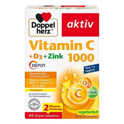 Doppelherz Vitamin C1000 + D3 + Zinc Depot tabletter (60 stycken) Doppelherz Vitamin C1000 + D3 + Zinc Depot tabletter (60 stycken)