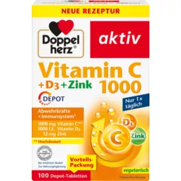 DOPPELHERZ Vitamin C 1000+D3+Zink Depåtabletter, 100 st