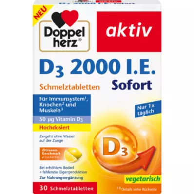 DOPPELHERZ D3 2000 I.E. tabletter för omedelbar smältning, 30 st