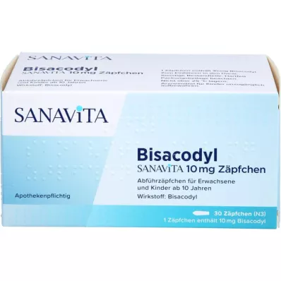 BISACODYL SANAVITA 10 mg suppositorium, 30 st