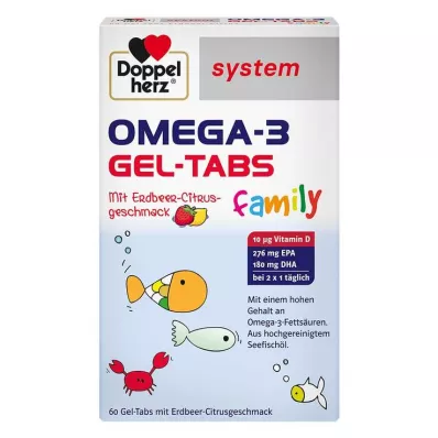 DOPPELHERZ Omega-3 Gel-Tabs familj Erdb.Cit.system, 60 st