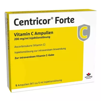 Centricor® Forte Vitamin C ampuller 200 mg/ml injektionsvätska, 5X5 ml Centricor® Forte Vitamin C ampuller 200 mg/ml injektionsvätska, 5X5 ml