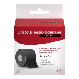 DRACO KINESIOLOGIETAPE 5 cmx5 m svart, 1 st
