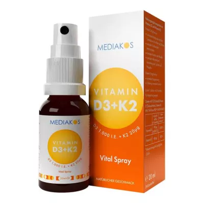 Vitamin D3 + K2 1000 IE 20 µg Mediakos Vital Spray, 20 ml Vitamin D3 + K2 1000 IE 20 µg Mediakos Vital Spray, 20 ml