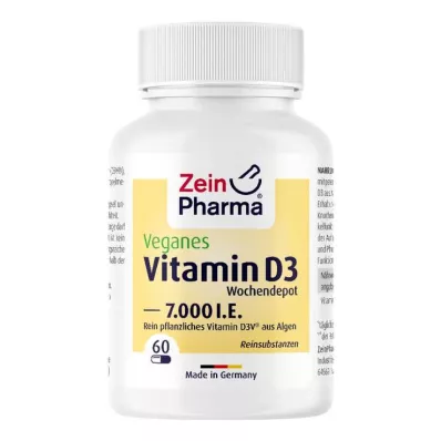 VEGANE Vitamin D3 7000 I.U. Veckodepåkapslar, 60 st