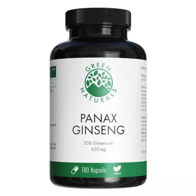 GREEN NATURALS Panax Ginseng högdoserade veganska kapslar, 180 st