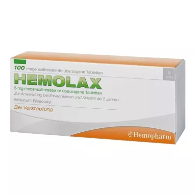 Hemolax 5 mg gastroresistenta dragerade tabletter, 100 st Hemolax 5 mg gastroresistenta dragerade tabletter, 100 st