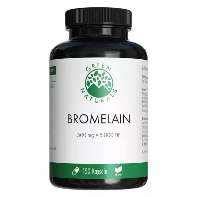 Green Naturals Bromelain 500 mg vegansk med 5000 Fip, 150 st